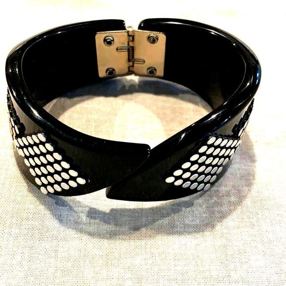 Studded Plastic Black cuff, Vintage - Picture 1 of 3